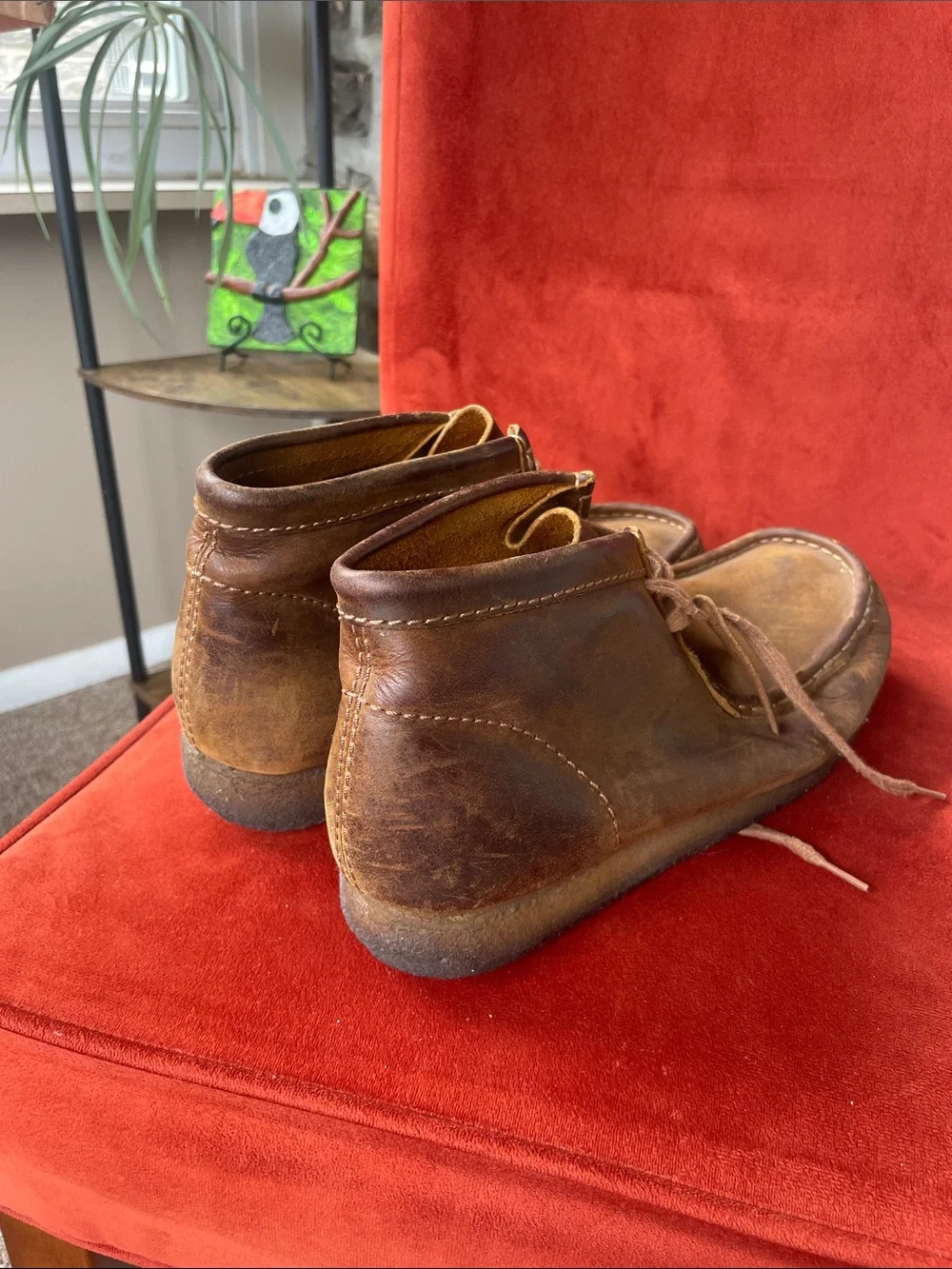 Clarks Brown Leather Wallabee-Style Moccasin Boots